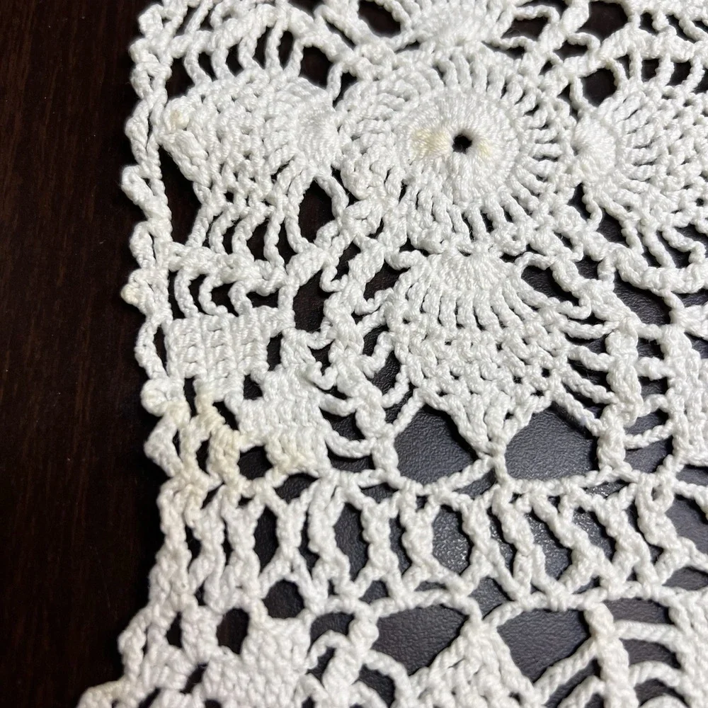 Lot of‎ 4 Vintage Hand Crochet Doilies – Ivory & Pastel Lace Set – Mixed Sizes